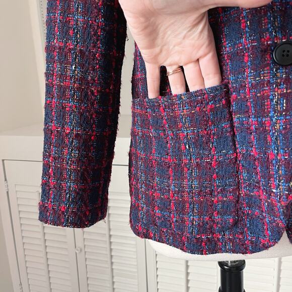 Amanda Uprichard Plaid Blazer in Red and Blue - Picture 6 of 9